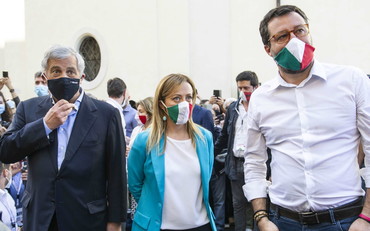 Tajani, Meloni e Salvini (Foto Dalla Mura)