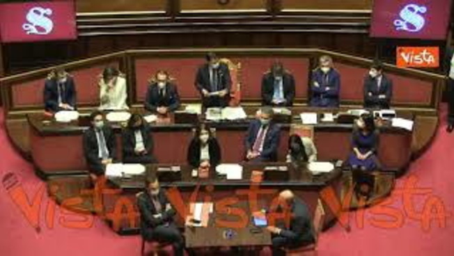 L'applauso dell'Aula del Senato per Paolo Borsellino. Conte: 