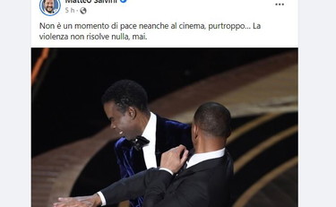 A Will Smith anche la reprimenda di Salvini: Con la violenza non si risolve nulla