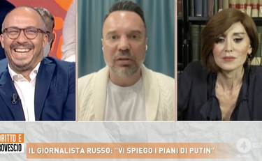 Del Debbio sbeffeggia il giornalista russo: risate in studio