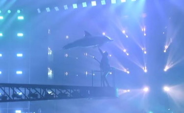 Lo show immersivo di Cesare Cremonini con delfini gonfiabili