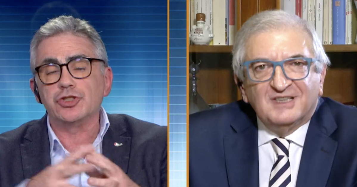 Pregliasco su Cospito tira fuori il green pass. Sgomento in studio, Foti lo sotterra Pregliasco su Cospito tira fuori il green pass. Sgomento in studio, Foti lo sotterra
