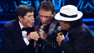 Morandi-Ranieri-Al Bano infiammano l'Ariston: la prima volta insieme