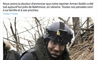 Giornalista francese muore sotto le bombe: Era con i soldati a Bakhmut