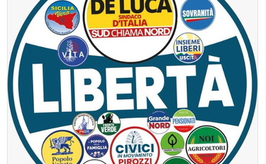 La valanga di loghi della lista di De Luca: il simbolo della maxi-lista fa impressione