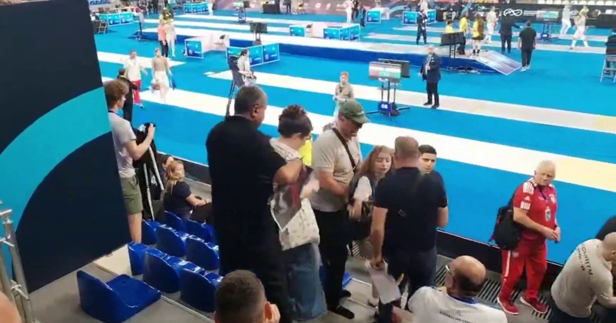 Protest proti Rusiji na svetovnem prvenstvu v sabljanju v Tbilisiju