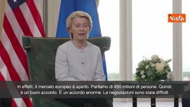 Dazi, Von Der Leyen: "15% è buon accordo, porterà stabilita da ambo i lati Atlantico"