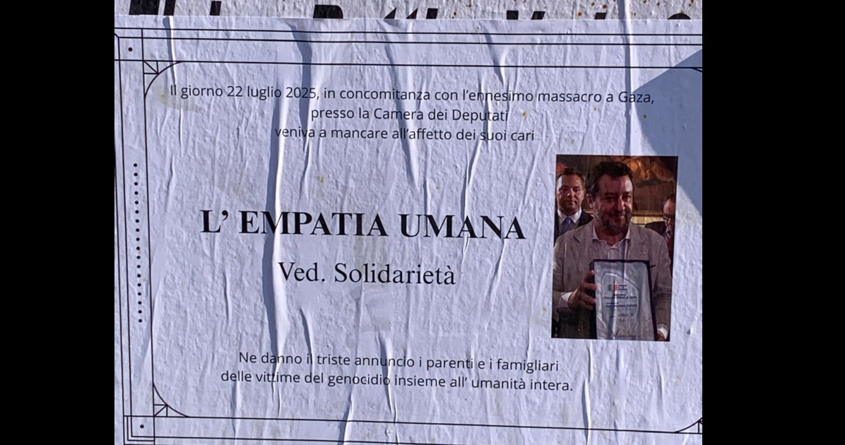 Manifesto funebre con Salvini, l Manifesto funebre con Salvini, l