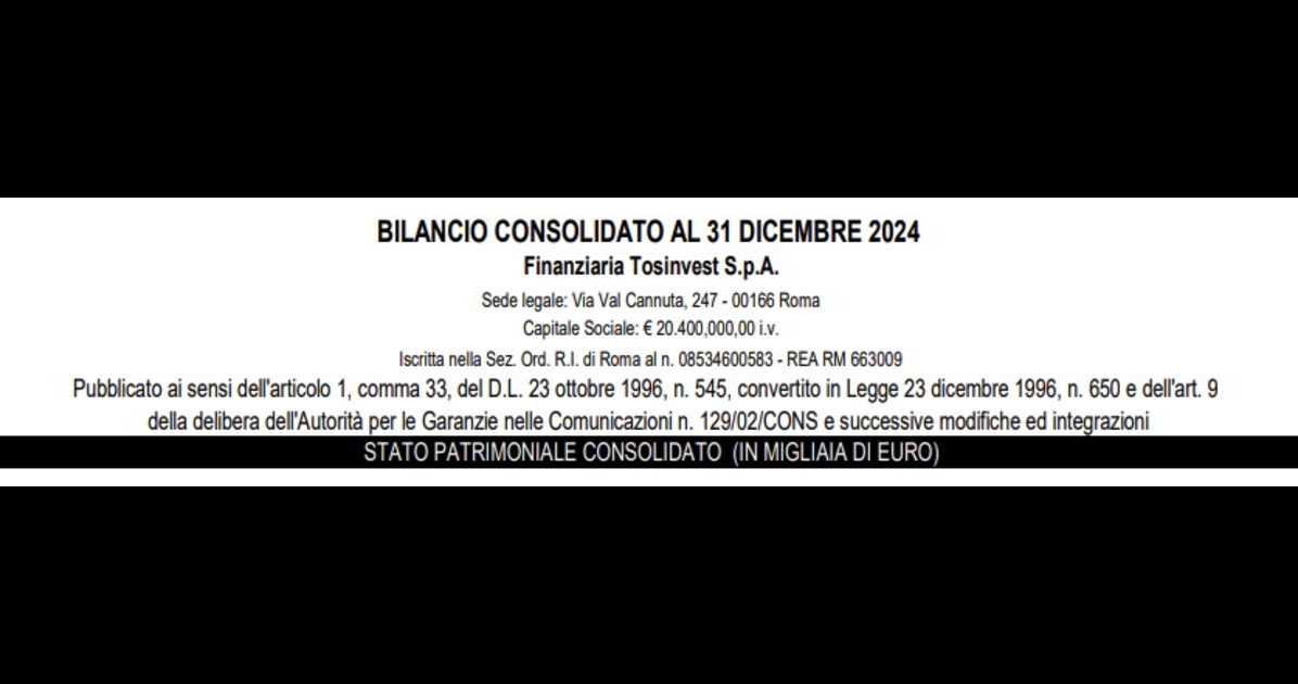 Il Tempo. S.r.l., il bilancio 2024 Il Tempo. S.r.l., il bilancio 2024