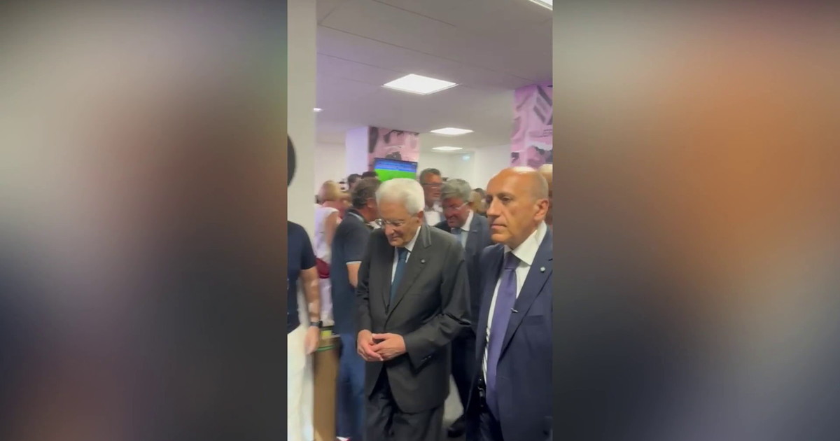 Palermo-Frosinone, l'arrivo in tribuna del presidente Mattarella