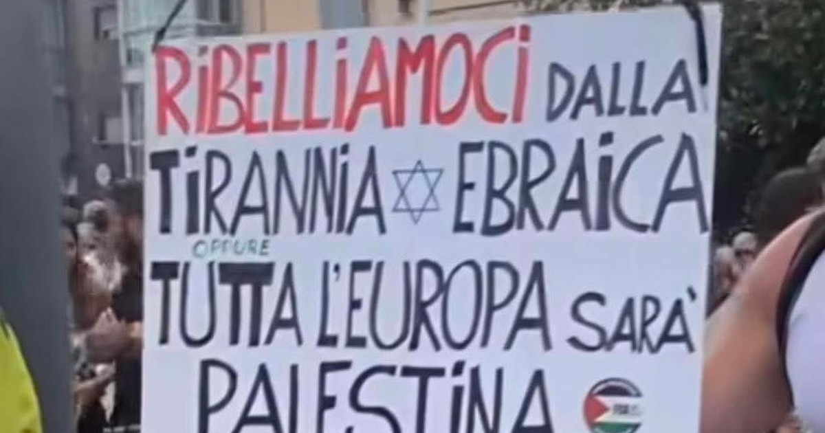 Venezia, cartello antisemita al corteo ProPal: "Manifestante allontanato"