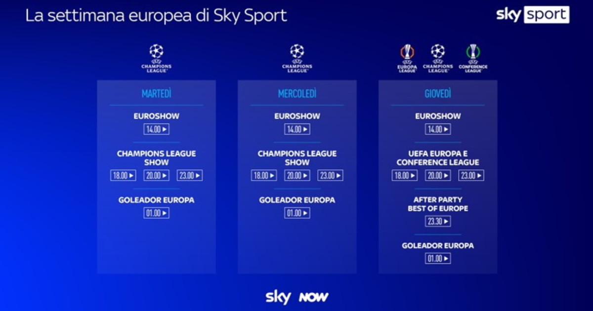 champions europa e conference league 527 partite live nella casa dello sport di sky