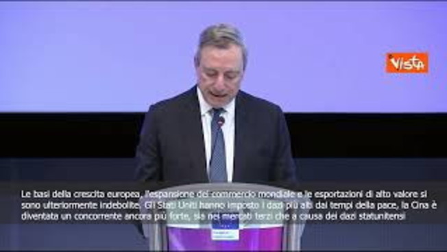 Draghi: Basi crescita Ue indebolite, la Cina concorrente più forte e Usa ha imposto dazi alti Draghi: Basi crescita Ue indebolite, la Cina concorrente più forte e Usa ha imposto dazi alti