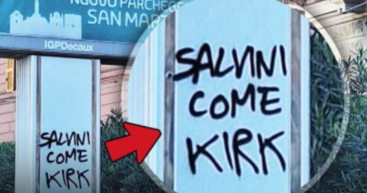 salvini come kirk odio senza limiti la scritta choc a genova