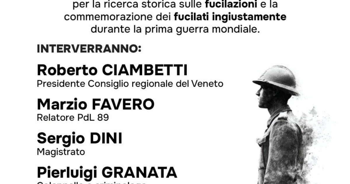 Comunicato Stampa: CRV   Presidente Ciambetti presenta serata di approfondimento su legge sulle fucilazioni
