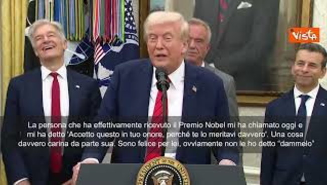 Trump: Vincitrice Nobel pace mi ha dedicato premio, ma non le ho detto "Dammelo che spetta a me"