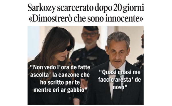 Il Tempo di Osho, la vignetta di oggi: Sarkozy torna libero (martedì 11 novembre)