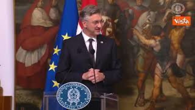 Il premier croato Plenkovic in italiano: Grazie Giorgia per avermi accolto a Roma