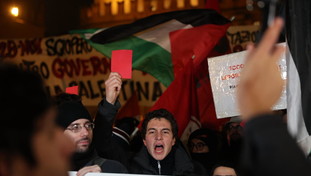 Maccabi-Virtus. paper bombs and fire hydrants in downtown Bologna