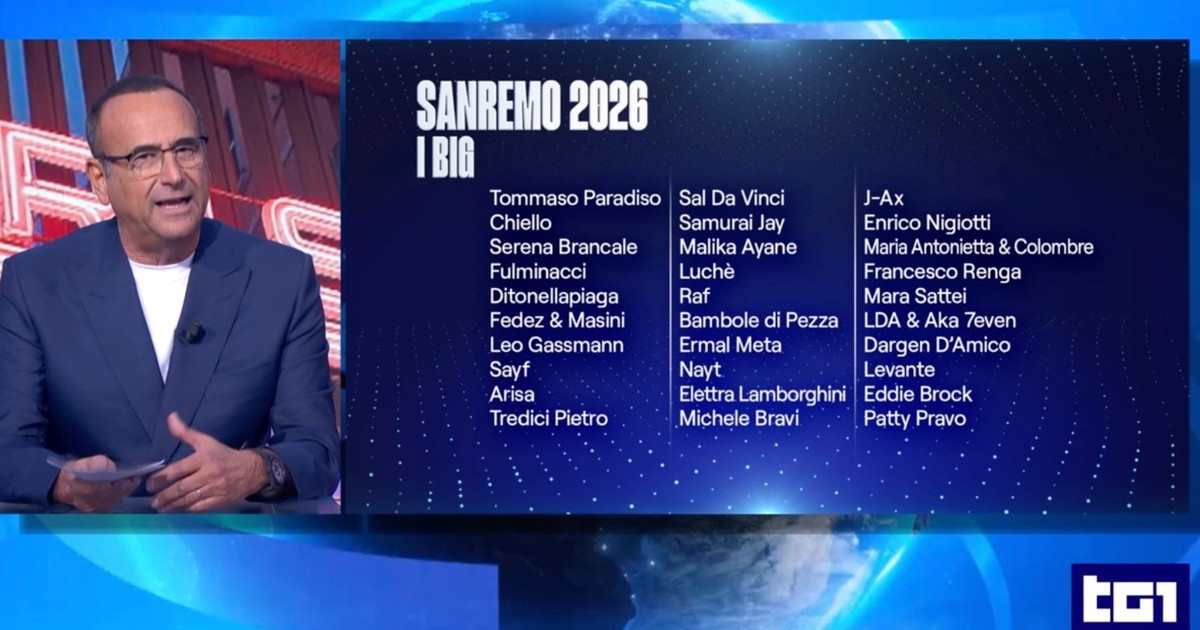 Da Fedez-Masini a Patty Bravo, Conti svela i trenta big di Sanremo