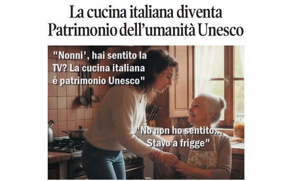 Il Tempo di Osho, la vignetta di oggi: la cucina italiana diventa Patrimonio dell'umanità Unesco (giovedì 11 dicembre)