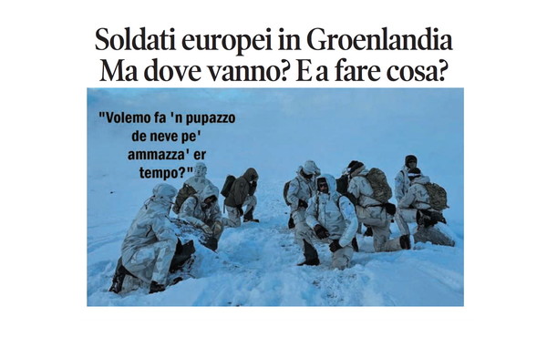 Il Tempo di Osho, la vignetta di oggi: i soldati dell'Ue in Groenlandia (venerdì 16 gennaio)
