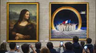 Sfott&ograve; olimpico di Macron: la Gioconda che guarda la delegazione francese
