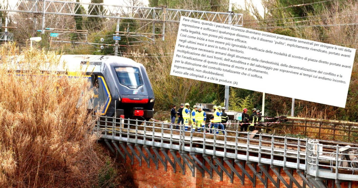 La firma anarchica sui sabotaggi: "Fuoco alle Olimpiadi, no ai decreti Sicurezza"