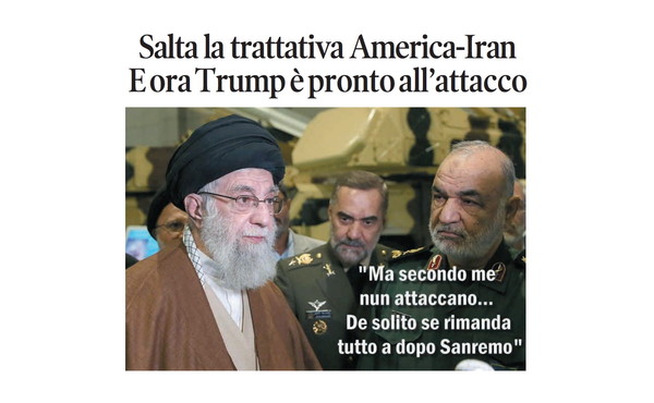 Il Tempo di Osho, la vignetta di oggi: Trump pronto ad attaccare l'Iran (giovedì 19 febbraio)