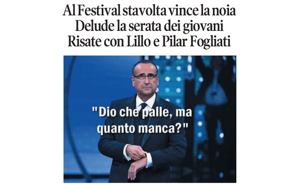 Il Tempo di Osho, la vignetta di oggi: a Sanremo domina la noia (giovedì 26 febbraio)
