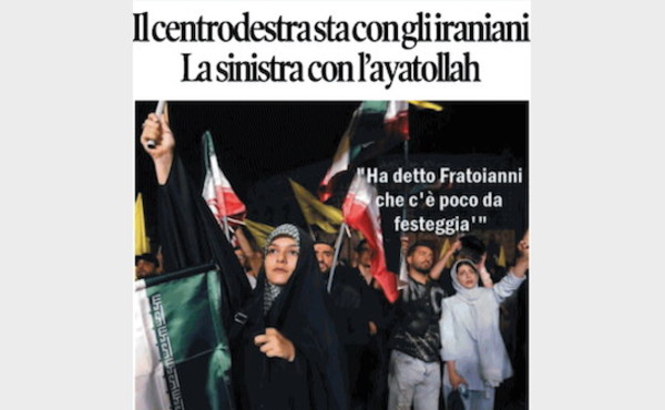 Il Tempo di Osho, la vignetta di oggi: centrodestra in piazza con gli iraniani (mercoledì 4 marzo)