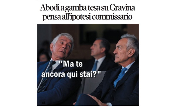 Il Tempo di Osho, la vignetta di oggi: Abodi mette Gravina spalle al muro (giovedì 2 aprile)