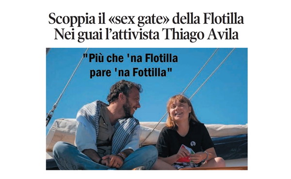Il Tempo di Osho, la vignetta di oggi: scandalo a luci rosse sulla Flotilla (lunedì 20 aprile)