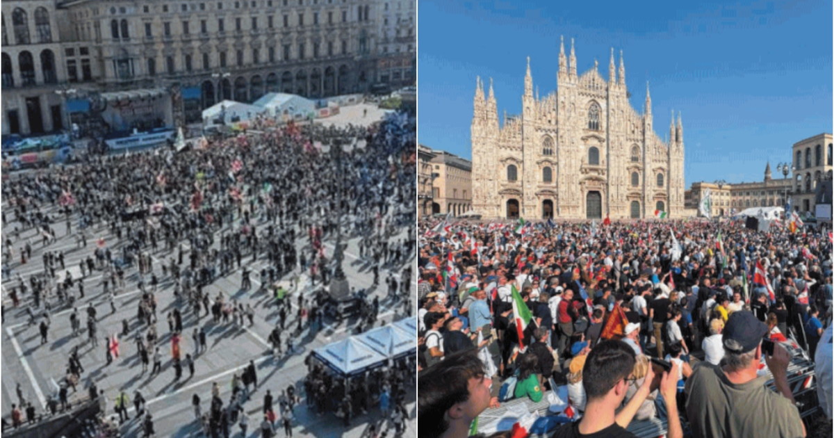 La solita sinistra fake, Salvini riempie la piazza ma la foto è di prima dell'arrivo