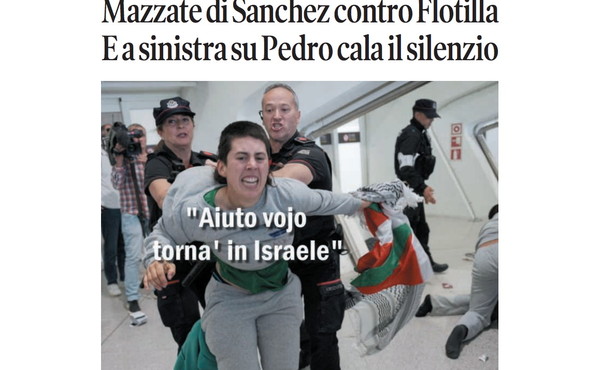 Il Tempo di Osho, la vignetta di oggi: sinistra su muta sulla violenza della Spagna di Sanchez (lunedì 25 maggio)