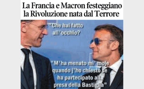 Il Tempo di Osho, la vignetta di oggi: la Francia, Macron e la Rivoluzione del Terrore (martedì 14 luglio)