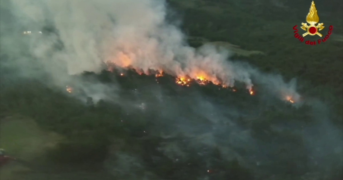 Incendio boschivo in area impervia a Canossa nel reggiano