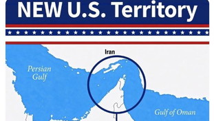 Trump posta la mappa di Hormuz: Nuovo territorio Usa. E l'Iran risponde