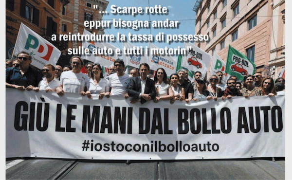 Il Tempo di Osho, la vignetta di oggi: dopo la mossa del governo sul bollo la sinistra impazzisce (venerdì 18 settembre)
